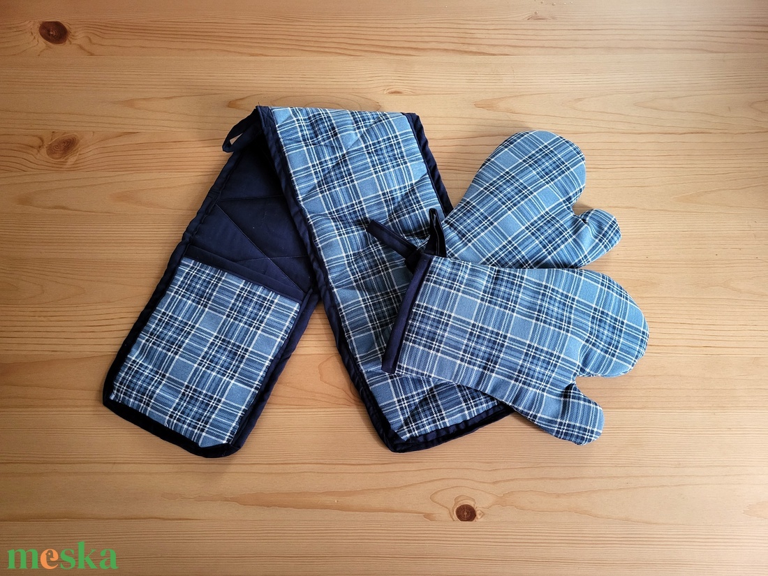 Konyha szett kék mintás - otthon & életmód - konyhafelszerelés, tálalás - konyhai textil - edényfogó & edényfedő - Meska.hu