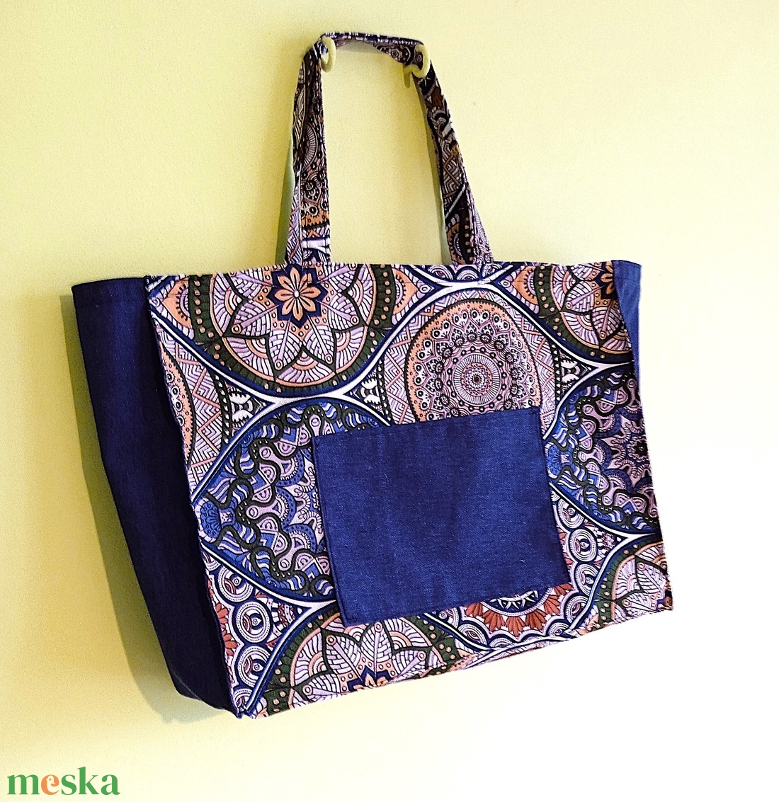 Bevásárló táska merevített talppal - kék, barna, arany színű mandala mintás - táska & tok - bevásárlás & shopper táska - shopper, textiltáska, szatyor - Meska.hu Bevásárló táska merevített talppal - kék, barna, arany színű mandala mintás - táska & tok - bevásárlás & shopper táska - shopper, textiltáska, szatyor - Meska.hu