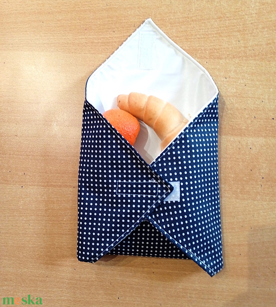 Öko szendvicscsomagoló,  újra szalvéta  - kék pöttyös  - táska & tok - uzsonna- & ebéd tartó - szendvics csomagoló - Meska.hu