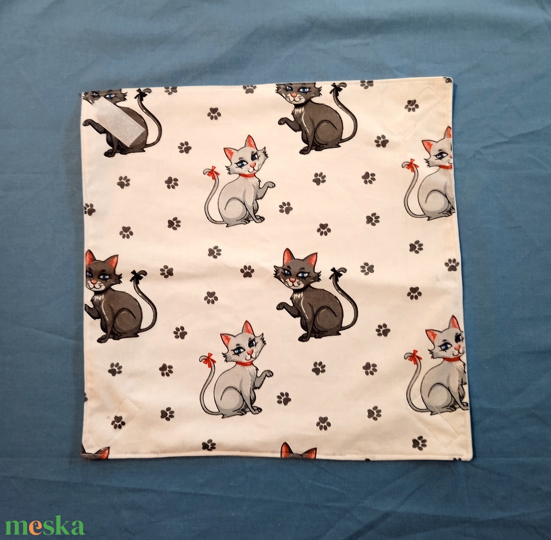 Öko szendvicscsomagoló, újra szalvéta - masnis cica mintás - táska & tok - uzsonna- & ebéd tartó - szendvics csomagoló - Meska.hu