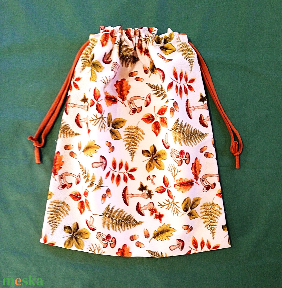 Kenyeres zsák - erdei gomba, makk mintás - táska & tok - bevásárlás & shopper táska - kenyeres zsák - Meska.hu