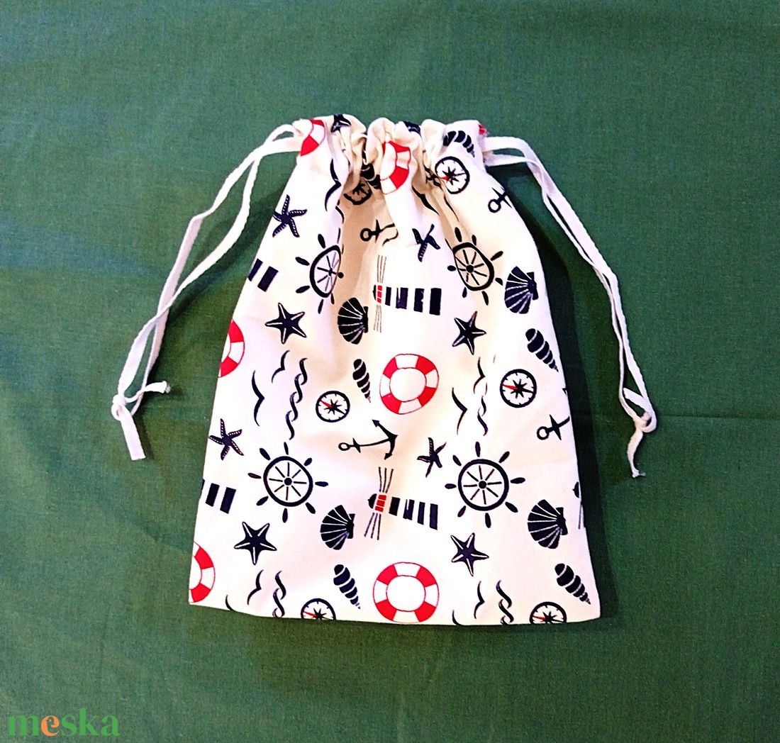 Tengerész mintás, öko szendvics tasak, snack bag - táska & tok - bevásárlás & shopper táska - kenyeres zsák - Meska.hu