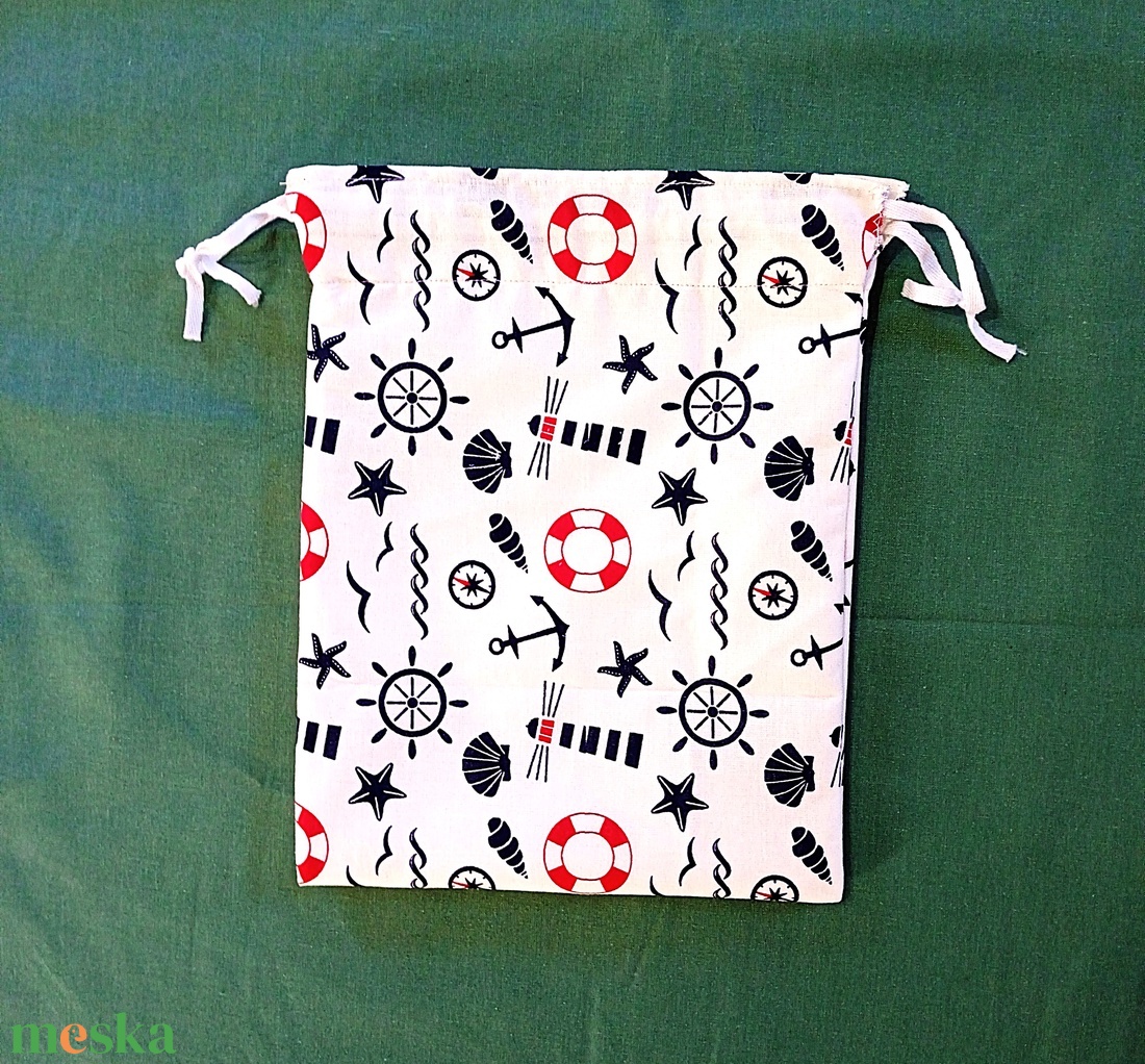 Tengerész mintás, öko szendvics tasak, snack bag - táska & tok - bevásárlás & shopper táska - kenyeres zsák - Meska.hu