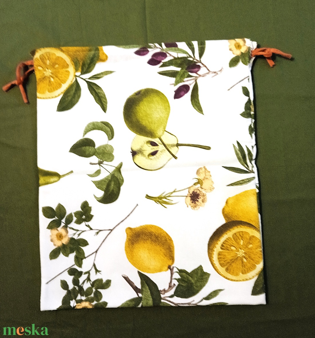 Kenyeres zsák - citrom és körte mintás - táska & tok - bevásárlás & shopper táska - kenyeres zsák - Meska.hu