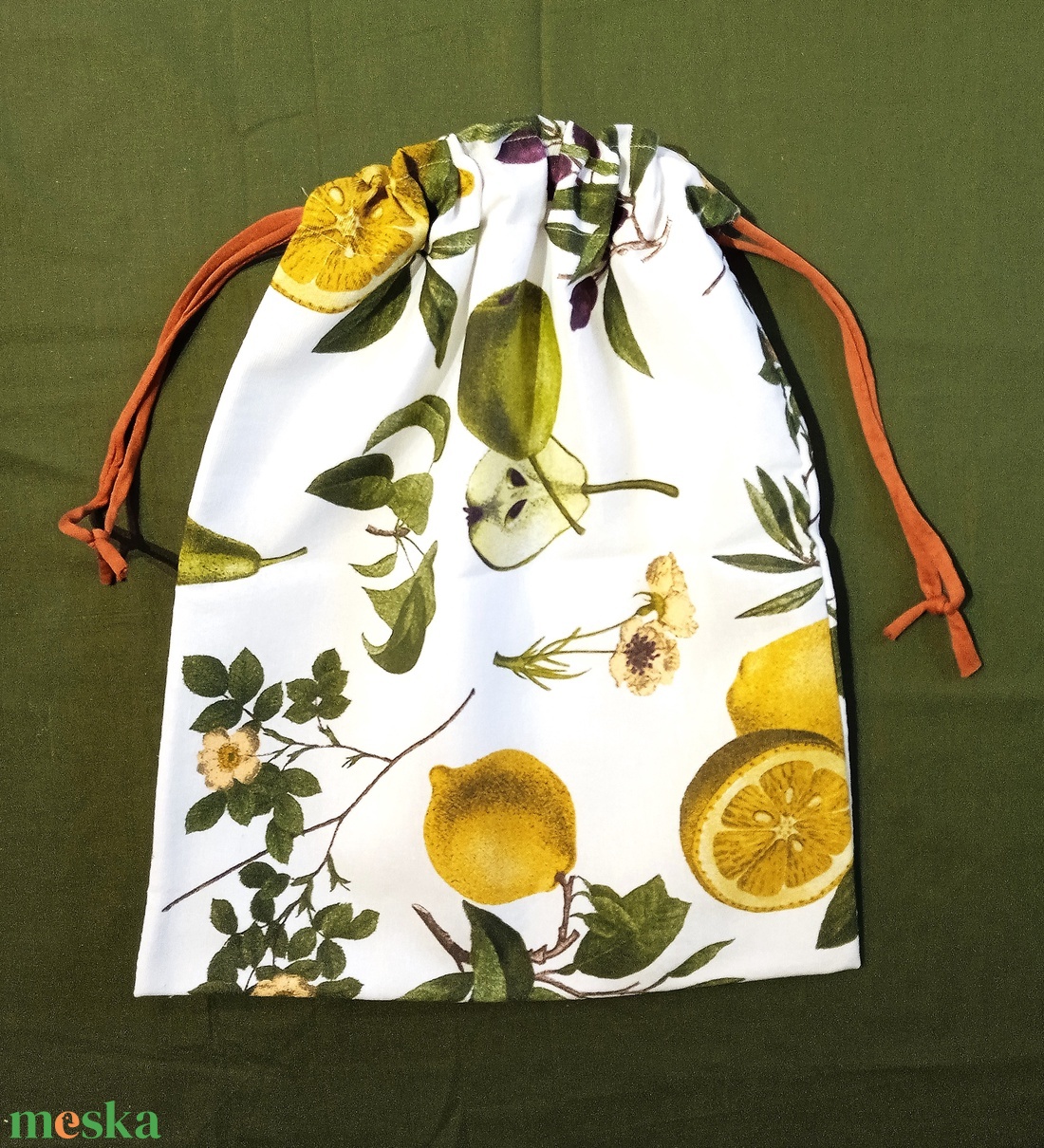 Kenyeres zsák - citrom és körte mintás - táska & tok - bevásárlás & shopper táska - kenyeres zsák - Meska.hu