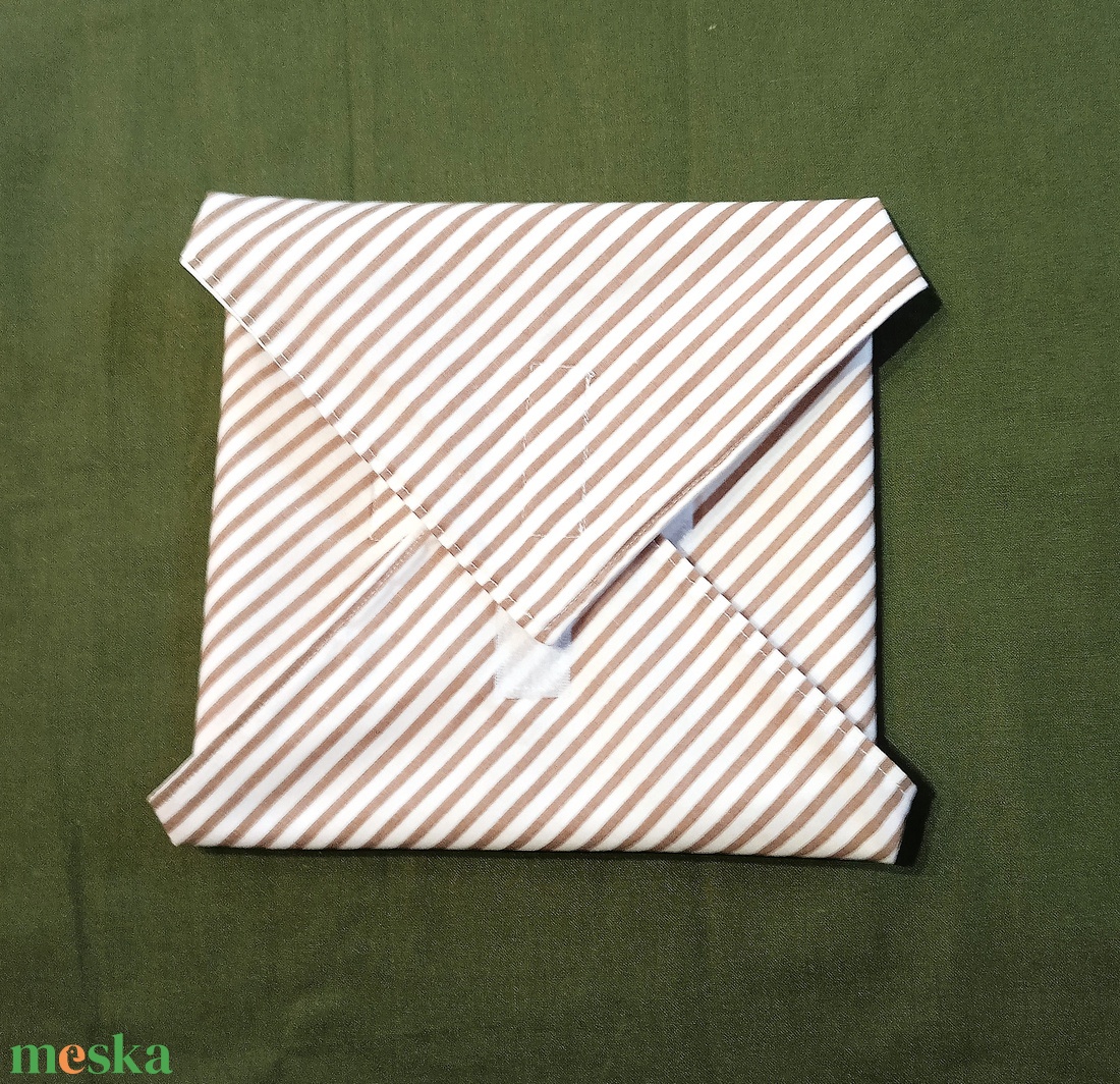 Öko szendvicscsomagoló - újra szalvéta - natúr csíkos mintás - táska & tok - uzsonna- & ebéd tartó - szendvics csomagoló - Meska.hu