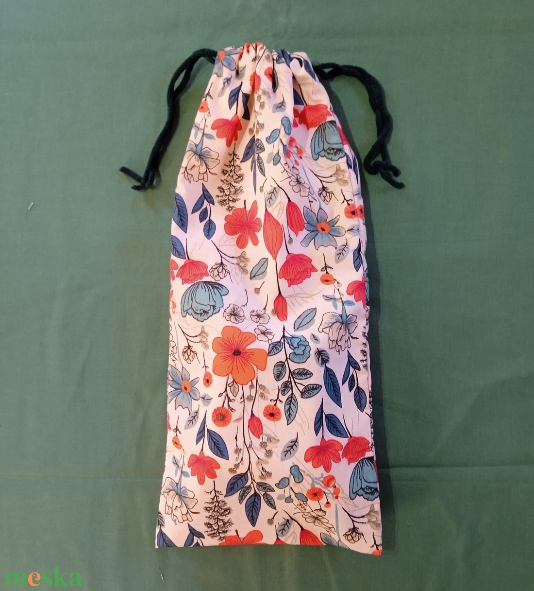 Frissentartó bagett tasak - mezei virág / pipacs mintás - táska & tok - bevásárlás & shopper táska - kenyeres zsák - Meska.hu