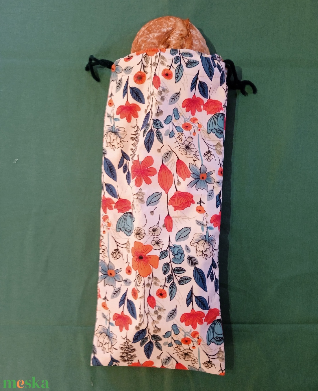 Frissentartó bagett tasak - mezei virág / pipacs mintás - táska & tok - bevásárlás & shopper táska - kenyeres zsák - Meska.hu