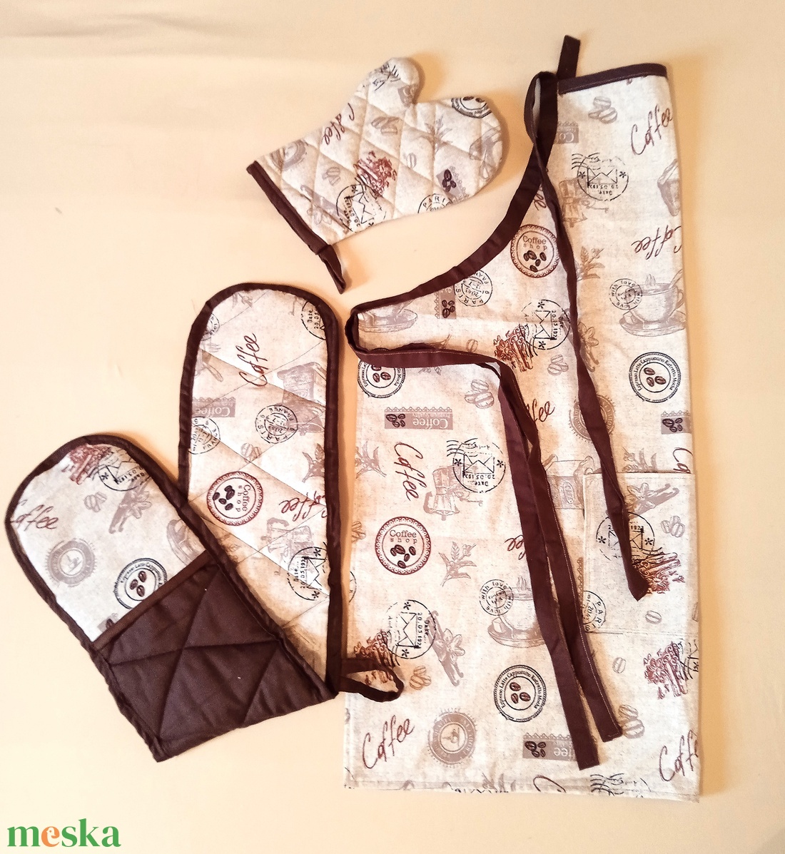 Konyha szett  - caffee / kávé mintás - élelmiszer - fűszer - Meska.hu