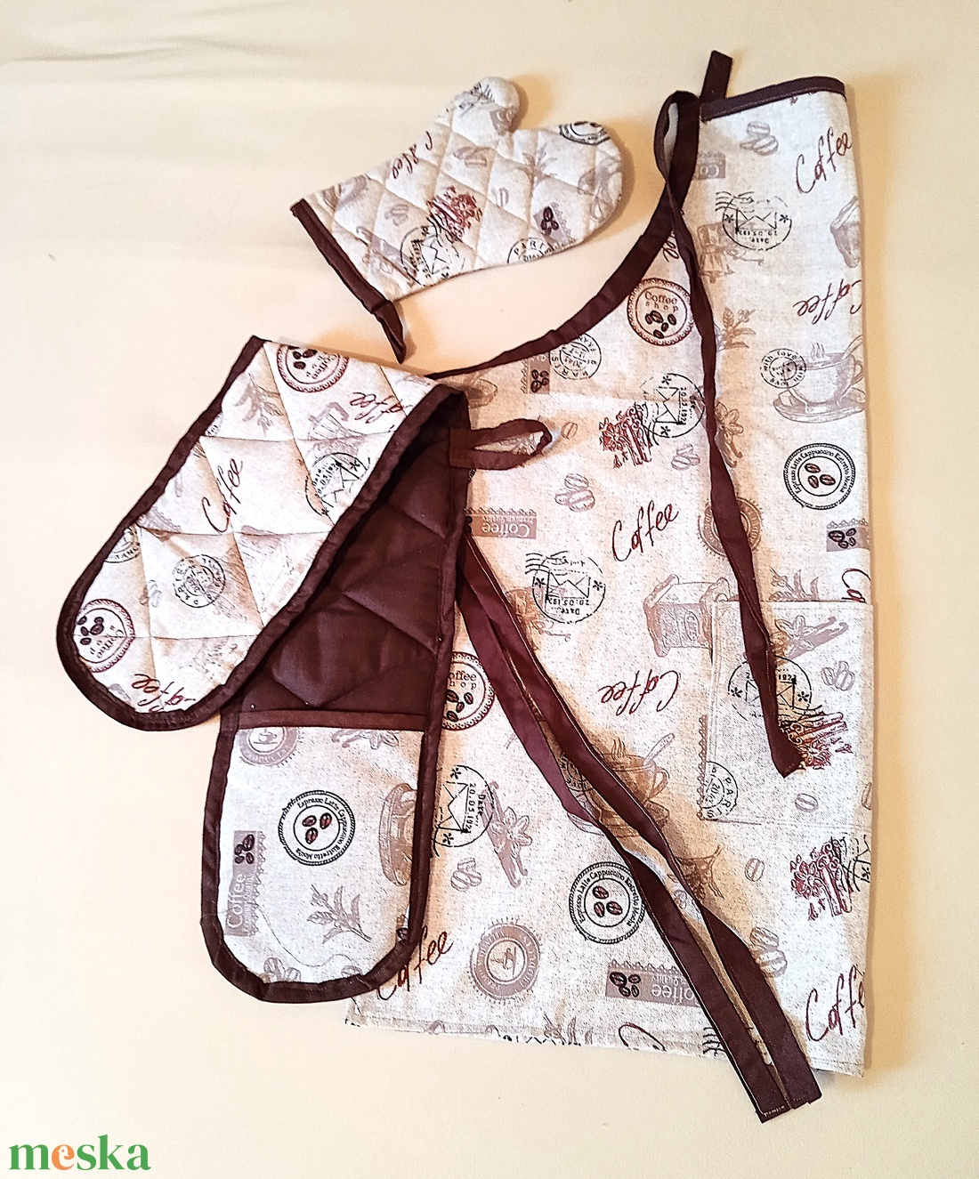 Konyha szett  - caffee / kávé mintás - élelmiszer - fűszer - Meska.hu