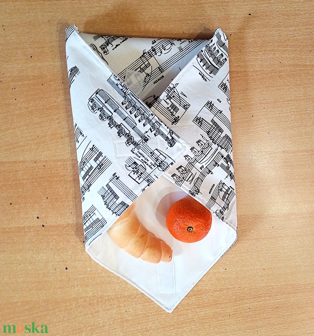 Öko szendvicscsomagoló - újra szalvéta - kottás  - táska & tok - uzsonna- & ebéd tartó - szendvics csomagoló - Meska.hu