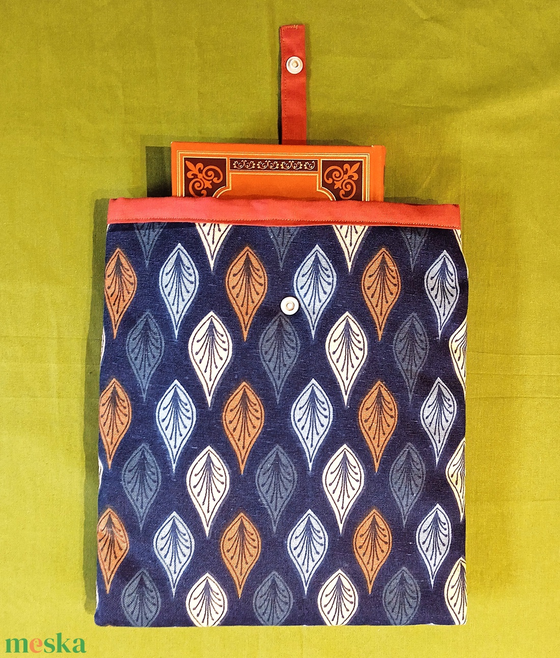 Könyvtok, könyvvédő -  kék páveszemes mintás - könyv & zene - könyvtok - Meska.hu