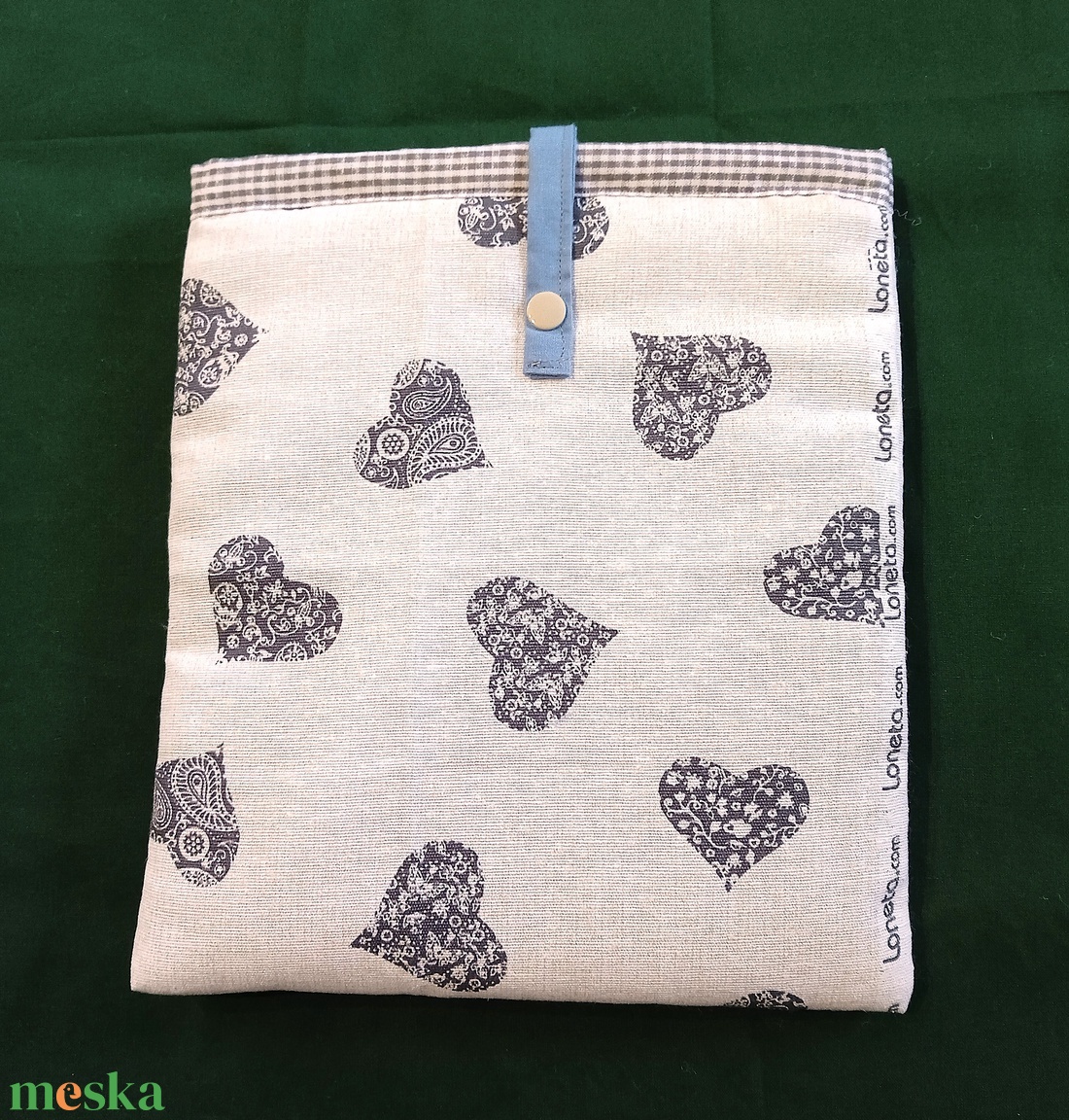 Könyvtok - szürke szív mintás - könyv & zene - könyvtok - Meska.hu