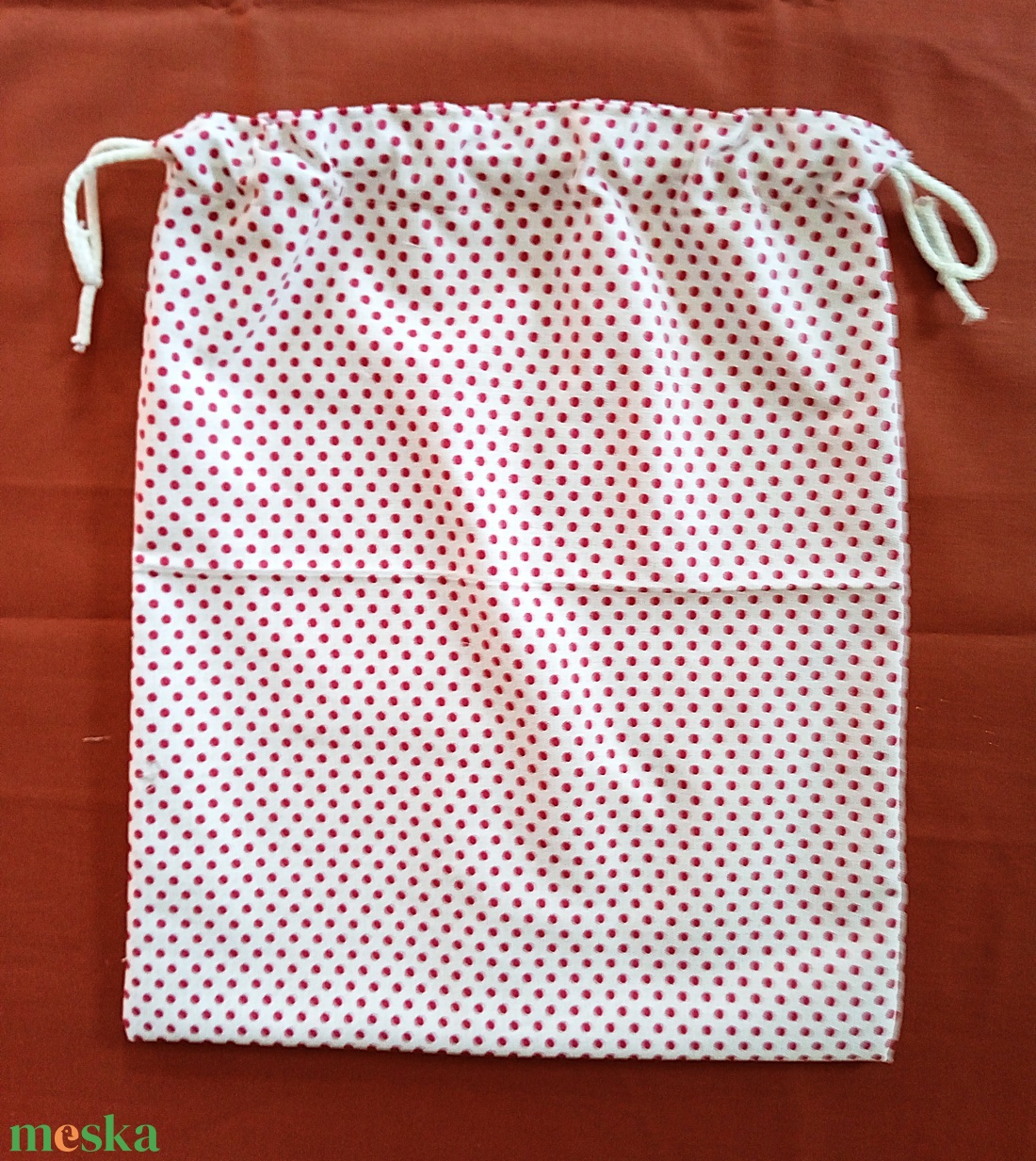 Kenyeres zsák - natúr alapon bordó pöttyös - táska & tok - bevásárlás & shopper táska - kenyeres zsák - Meska.hu