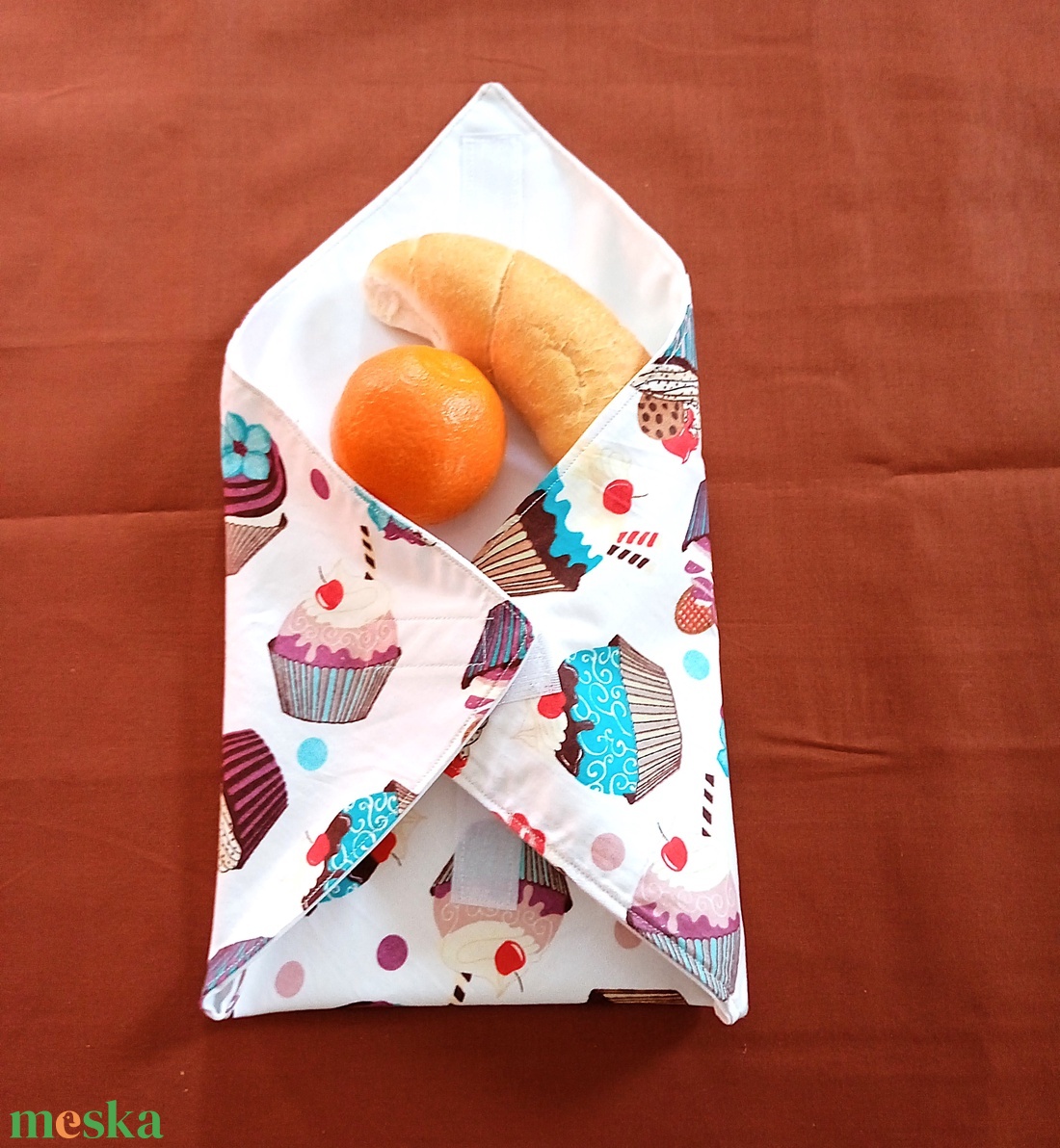 Öko szendvicscsomagoló, újraszalvéta - színes muffinok - táska & tok - uzsonna- & ebéd tartó - szendvics csomagoló - Meska.hu