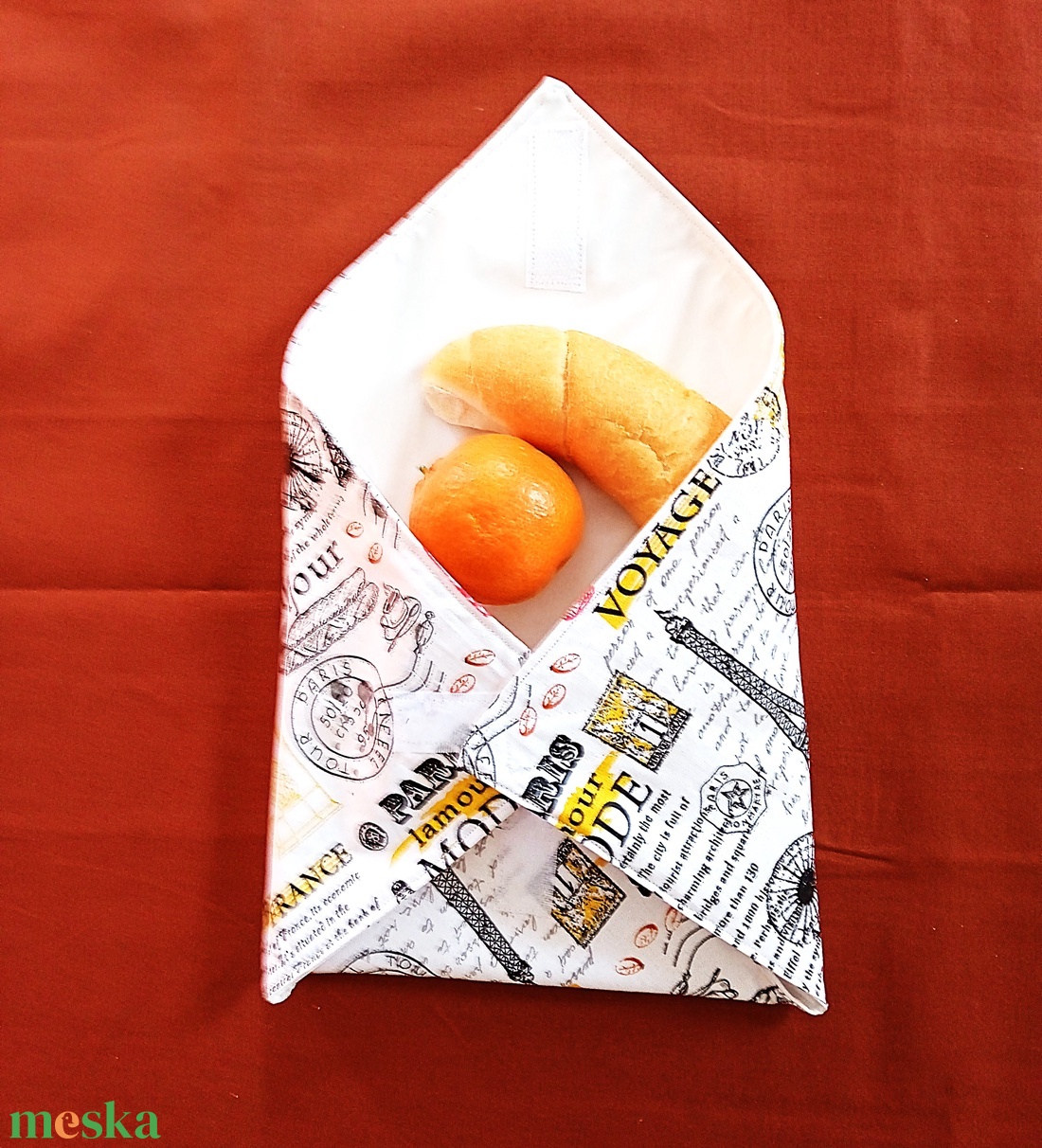 Öko szendvicscsomagoló, újraszalvéta - Párizs mintás - táska & tok - uzsonna- & ebéd tartó - szendvics csomagoló - Meska.hu