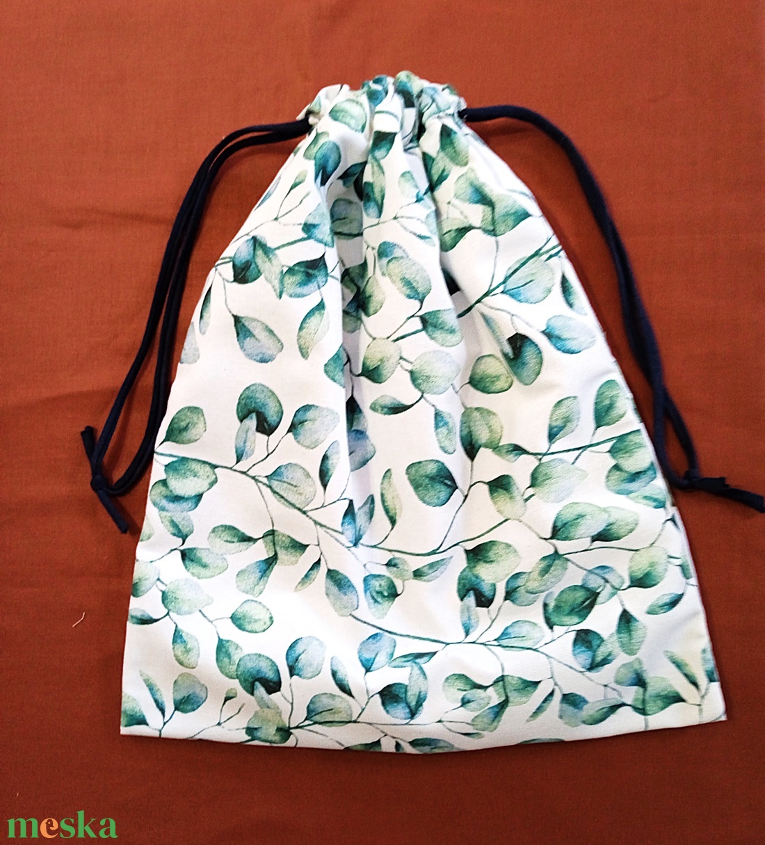 Kenyeres zsák - kékes-zöldes levél mintás - táska & tok - bevásárlás & shopper táska - kenyeres zsák - Meska.hu