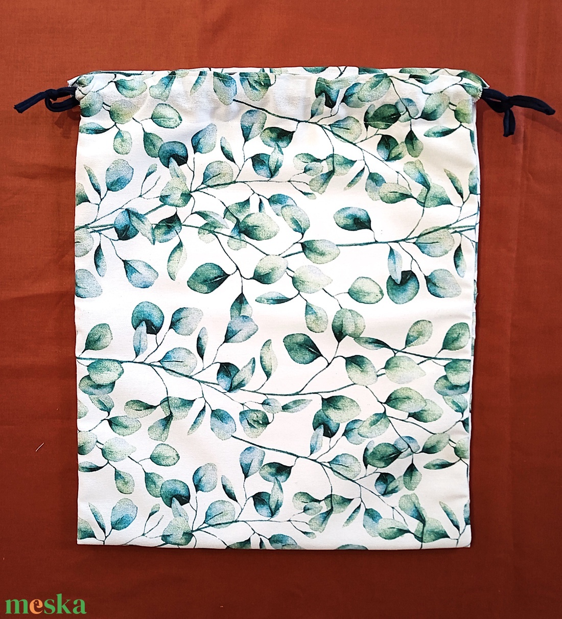 Kenyeres zsák - kékes-zöldes levél mintás - táska & tok - bevásárlás & shopper táska - kenyeres zsák - Meska.hu