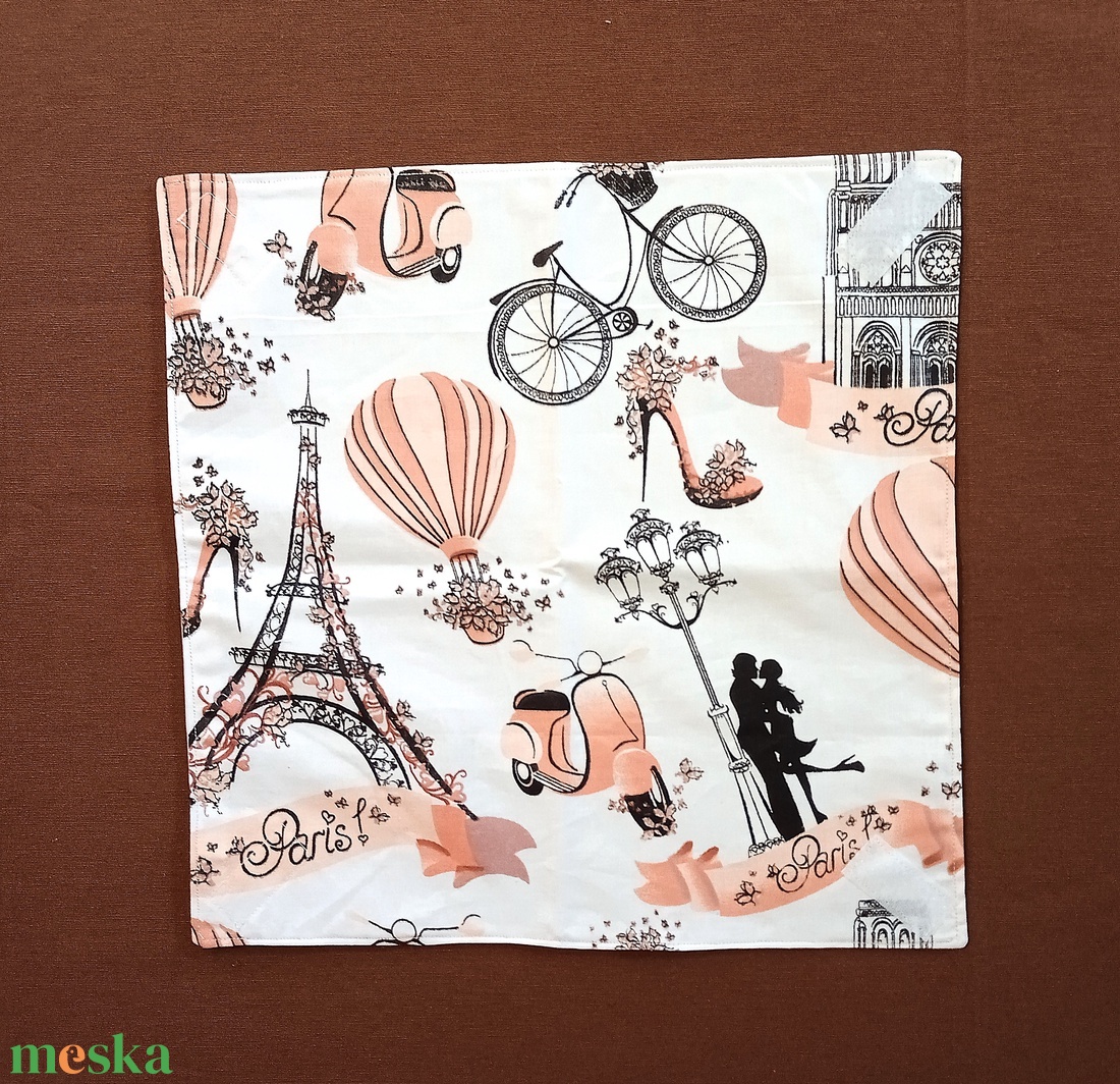 Öko szendvicscsomagoló, újraszalvéta - Párizs minta - táska & tok - uzsonna- & ebéd tartó - szendvics csomagoló - Meska.hu