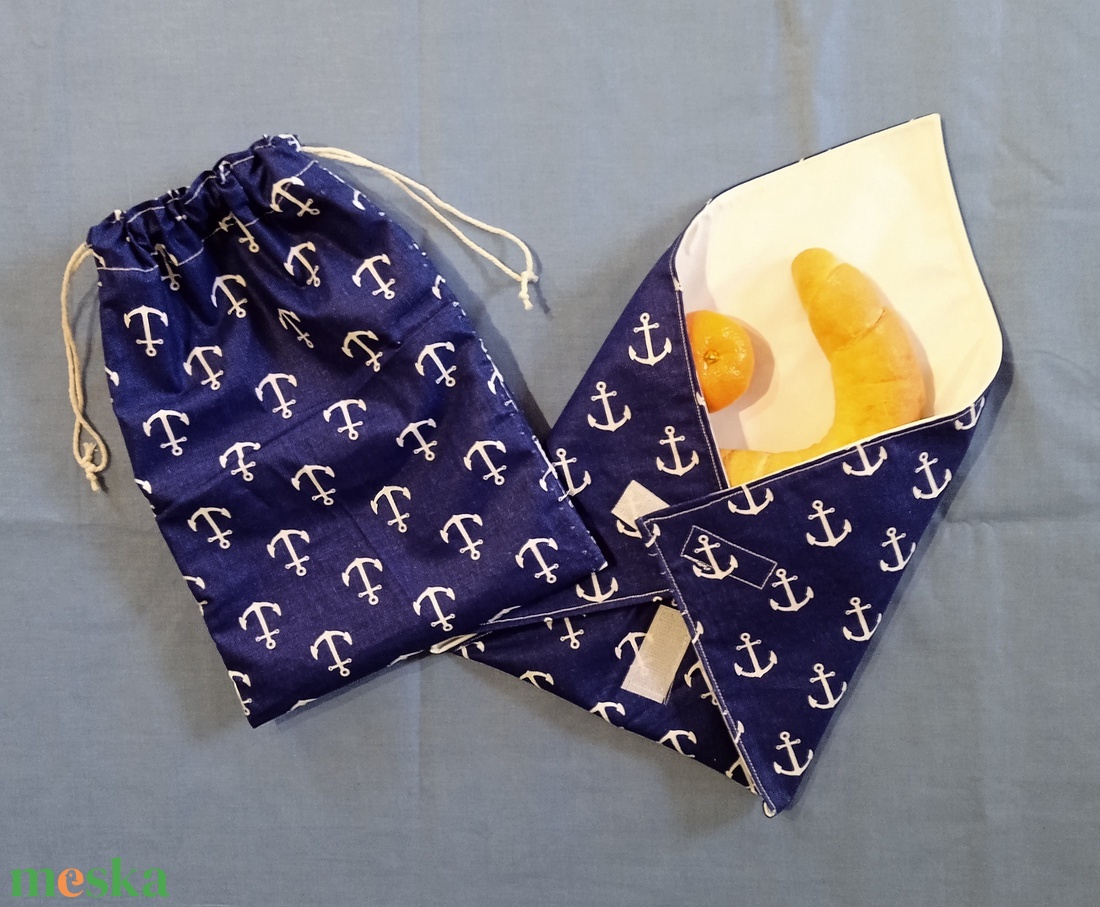 Tengerész mintás, mosható uzsonnacsomagoló szett - ékszer - karóra és ékszeróra - zsebóra - Meska.hu