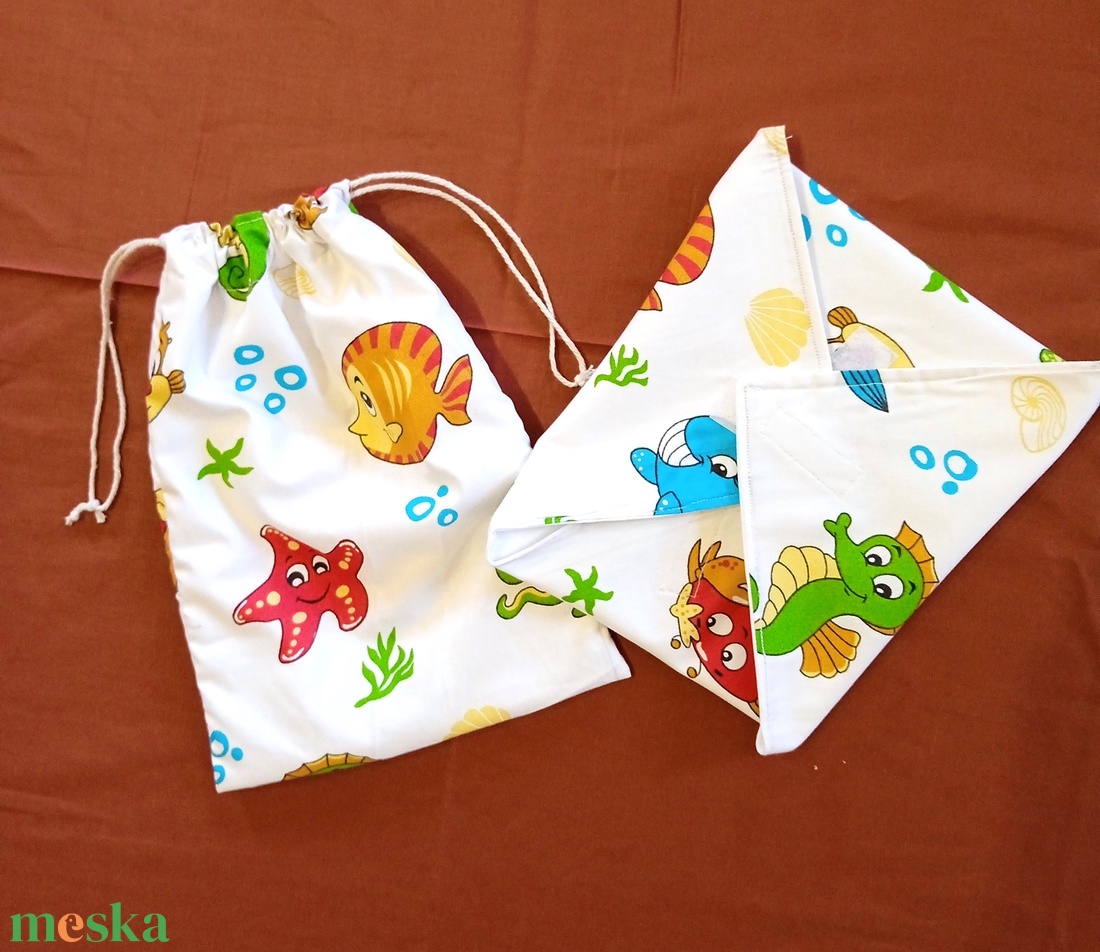 tengeri állat mintás, mosható uzsonnacsomagoló szett - ékszer - karóra és ékszeróra - zsebóra - Meska.hu