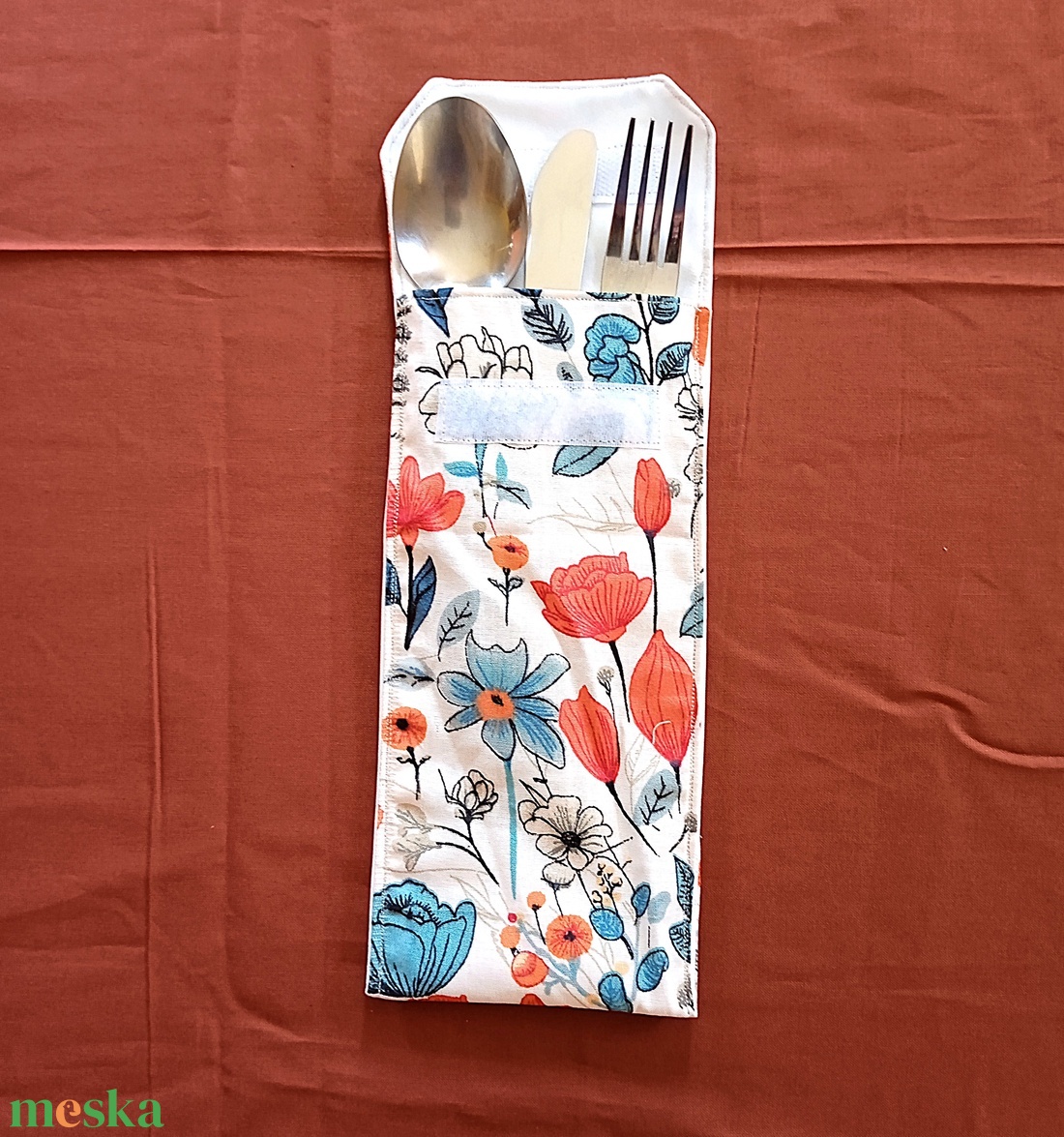 Evőeszköz tartó tok - vadvirág mintás - táska & tok - uzsonna- & ebéd tartó - evőeszköz tartó - Meska.hu