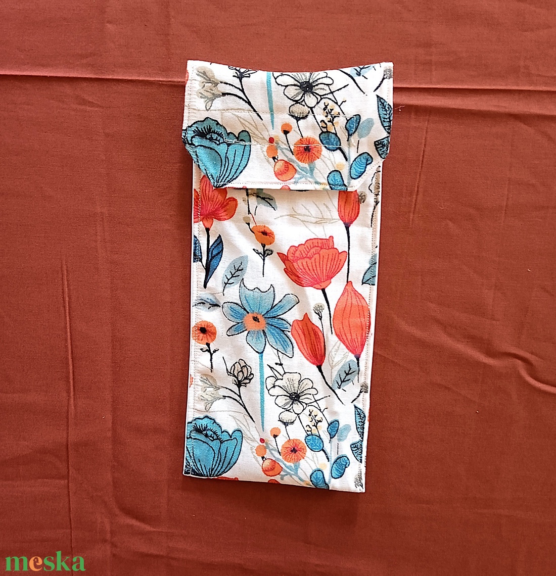 Evőeszköz tartó tok - vadvirág mintás - táska & tok - uzsonna- & ebéd tartó - evőeszköz tartó - Meska.hu