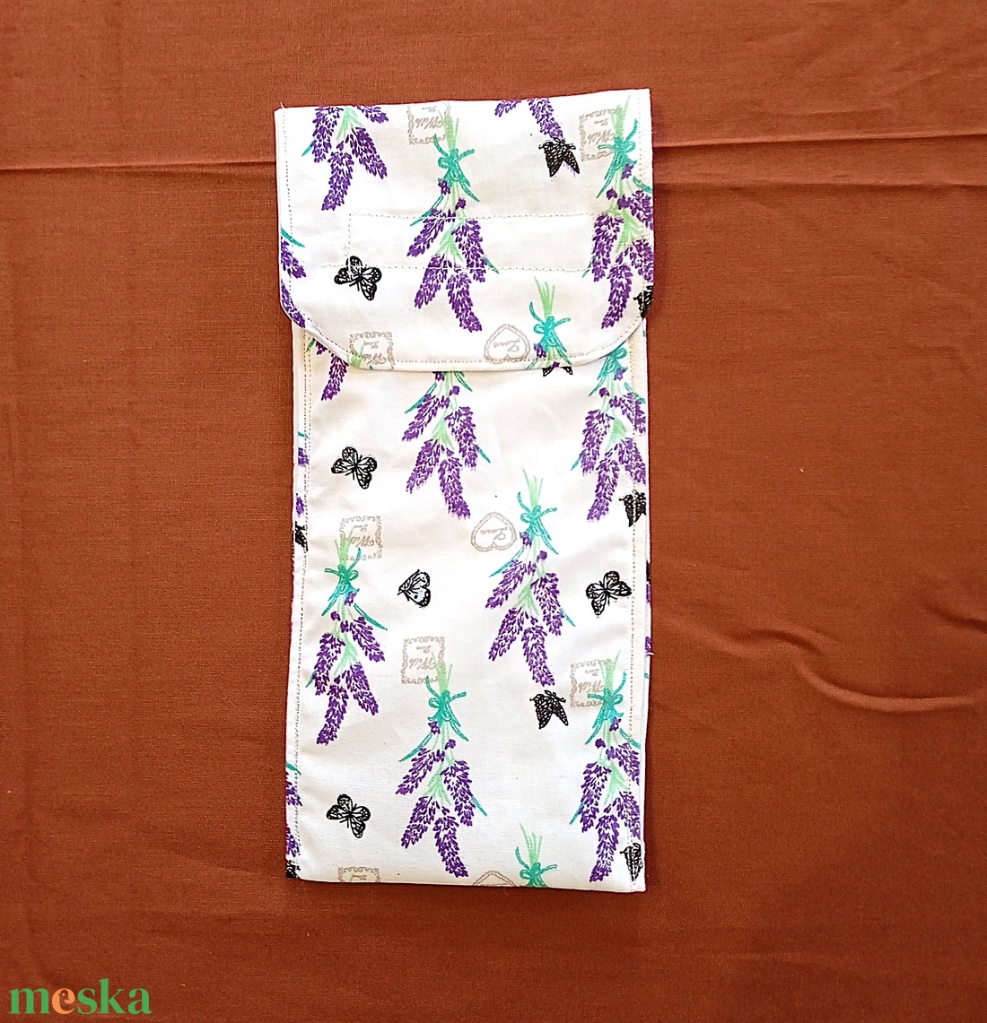 Evőeszköz tartó tok - levendula mintás - táska & tok - uzsonna- & ebéd tartó - evőeszköz tartó - Meska.hu