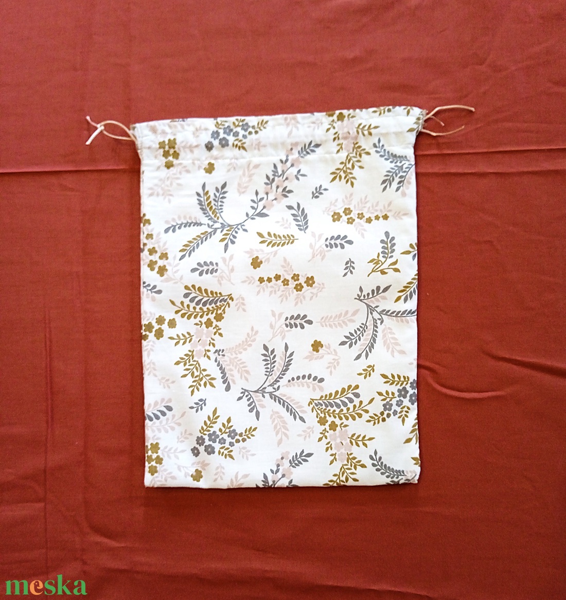 Nasi tasak, öko szendvics tasak, snack bag -barna levél mintás pamutvászon - táska & tok - bevásárlás & shopper táska - kenyeres zsák - Meska.hu