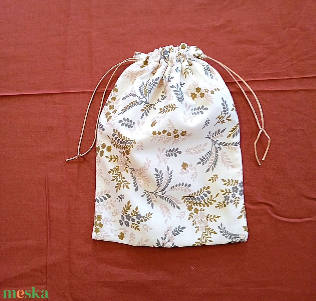 Nasi tasak, öko szendvics tasak, snack bag -barna levél mintás pamutvászon - táska & tok - bevásárlás & shopper táska - kenyeres zsák - Meska.hu