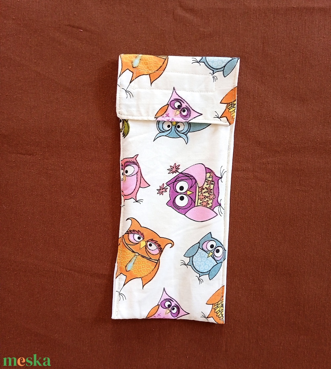 Evőeszköz tartó tok - bagoly mintás - táska & tok - uzsonna- & ebéd tartó - evőeszköz tartó - Meska.hu