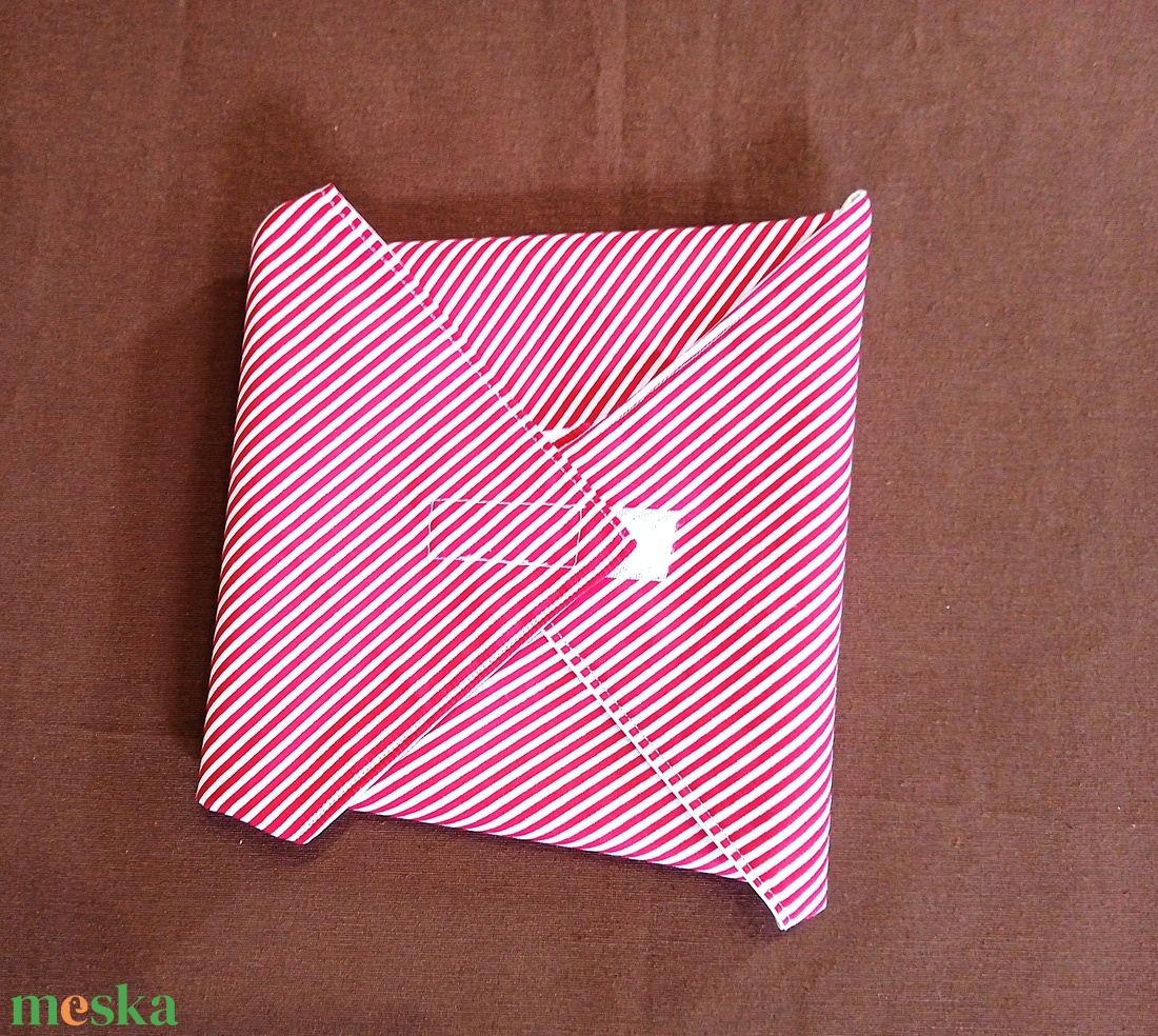 Öko szendvicscsomagoló - újra szalvéta - piros fehér csíkos - táska & tok - uzsonna- & ebéd tartó - szendvics csomagoló - Meska.hu