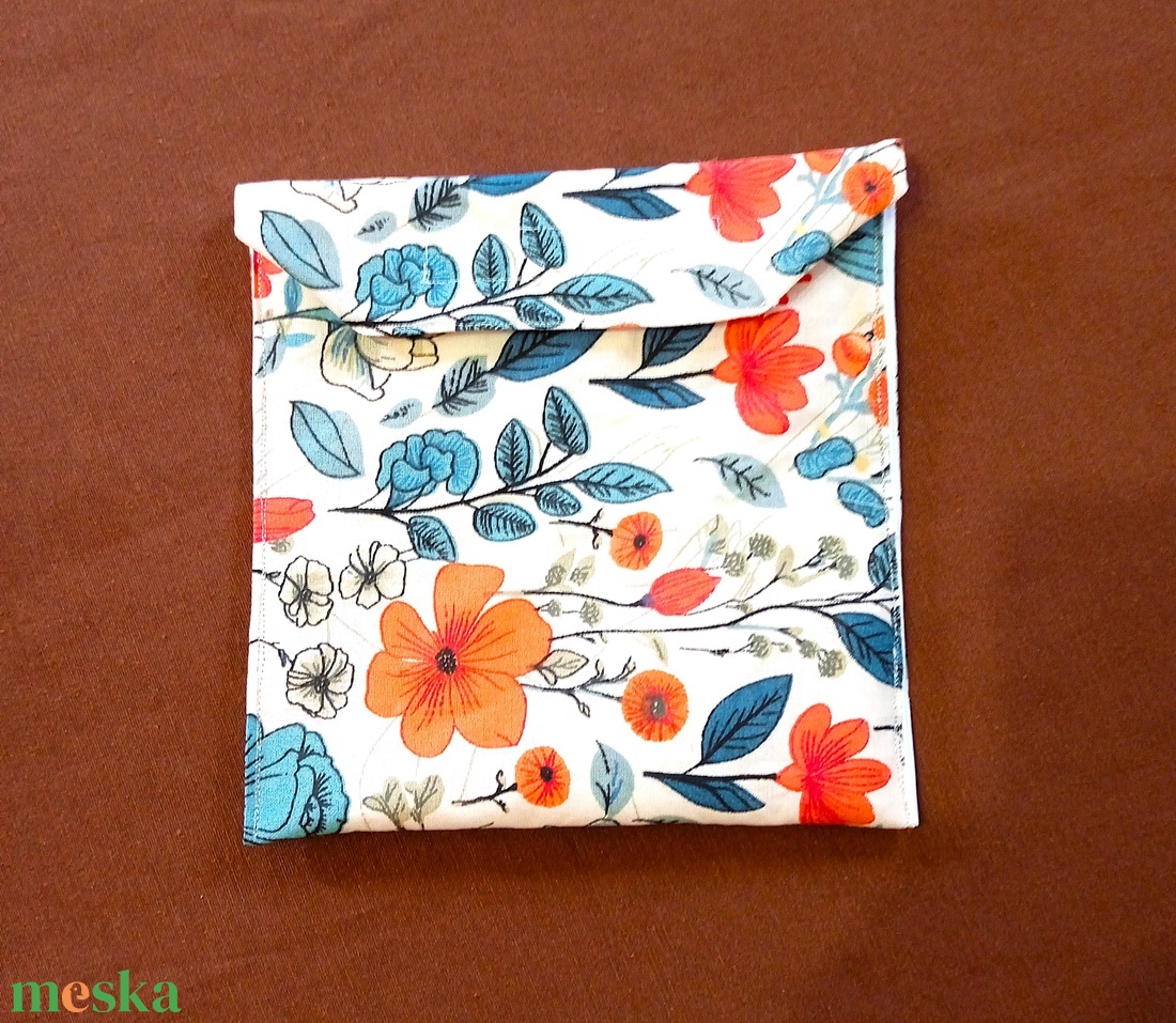 Tépőzáras snackbag,  uzsonnatasak, szendvics tartó - vadvirágok - táska & tok - bevásárlás & shopper táska - kenyeres zsák - Meska.hu