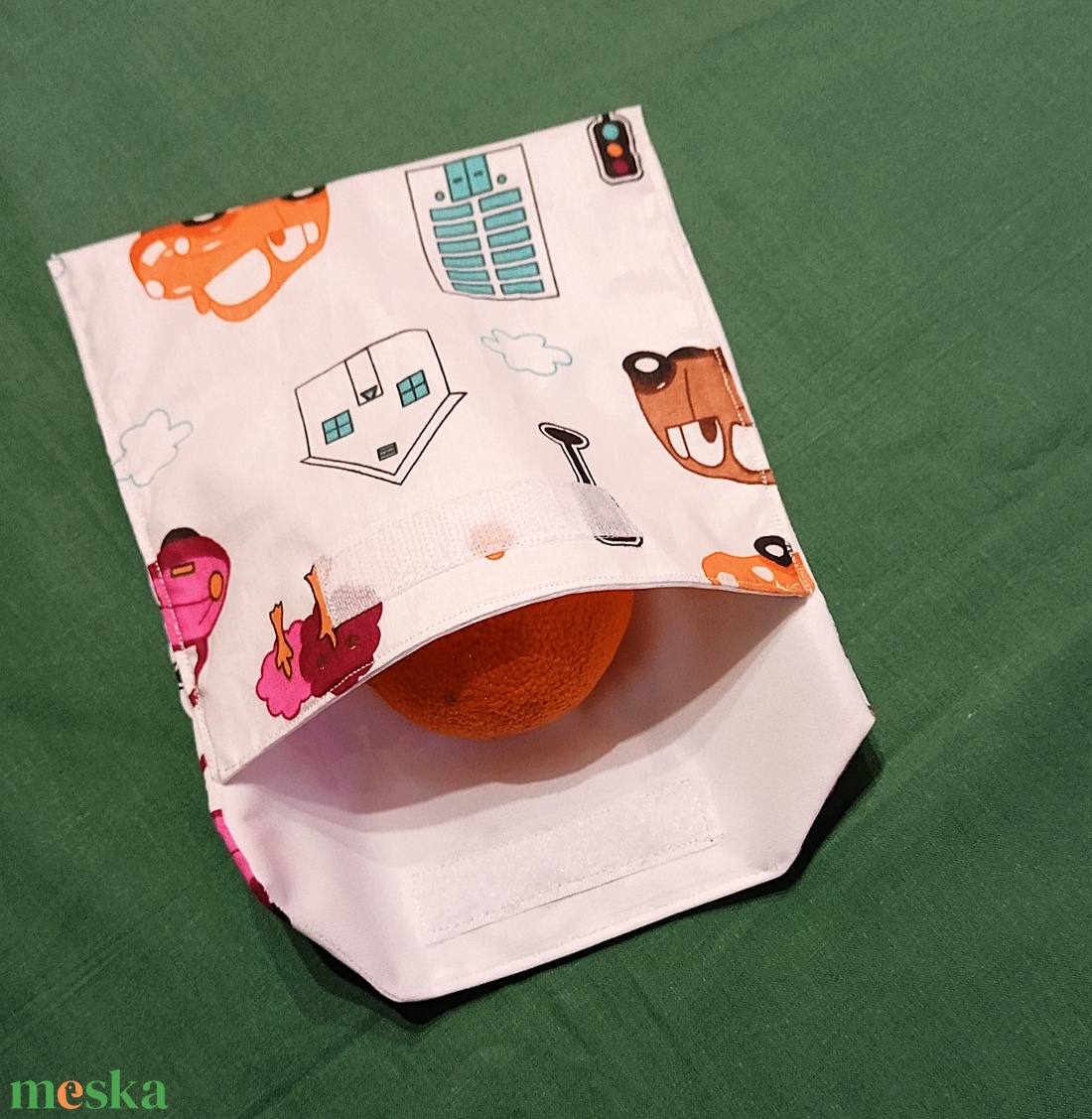 Tépőzáras snackbag,  uzsonnatasak, szendvics tartó - autók, házak - táska & tok - bevásárlás & shopper táska - kenyeres zsák - Meska.hu