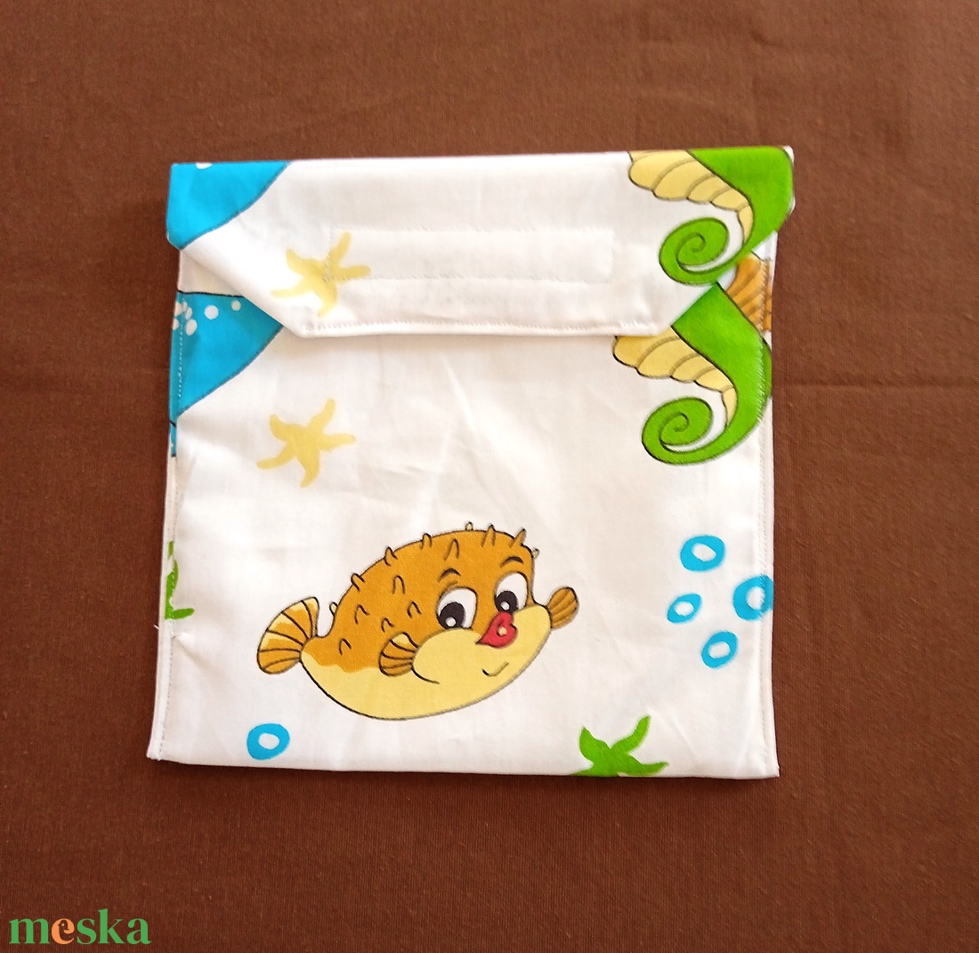 Tépőzáras snackbag,  uzsonnatasak, szendvics tartó - tengeri állatok - táska & tok - bevásárlás & shopper táska - kenyeres zsák - Meska.hu