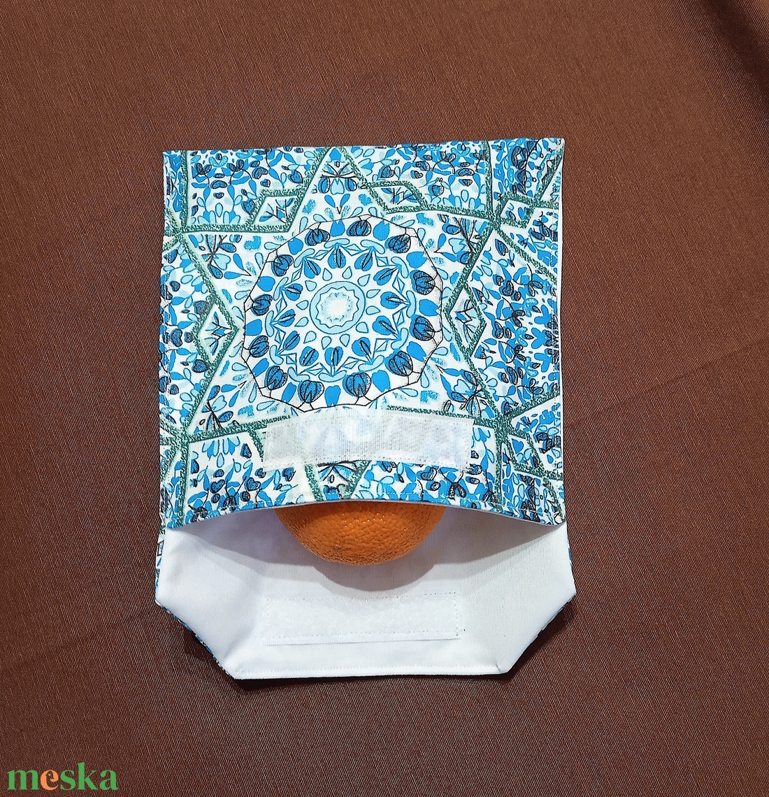 Tépőzáras snackbag,  uzsonnatasak, szendvics tartó - kékes türkiz mandala mintás - táska & tok - bevásárlás & shopper táska - kenyeres zsák - Meska.hu