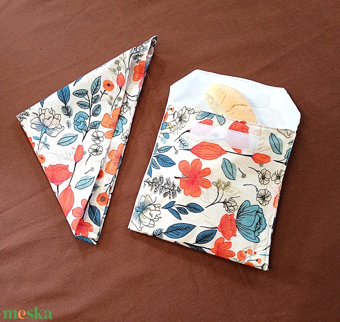  Snack bag szett textil szalvétával - mezei virágok - táska & tok - uzsonna- & ebéd tartó - szendvics csomagoló - Meska.hu
