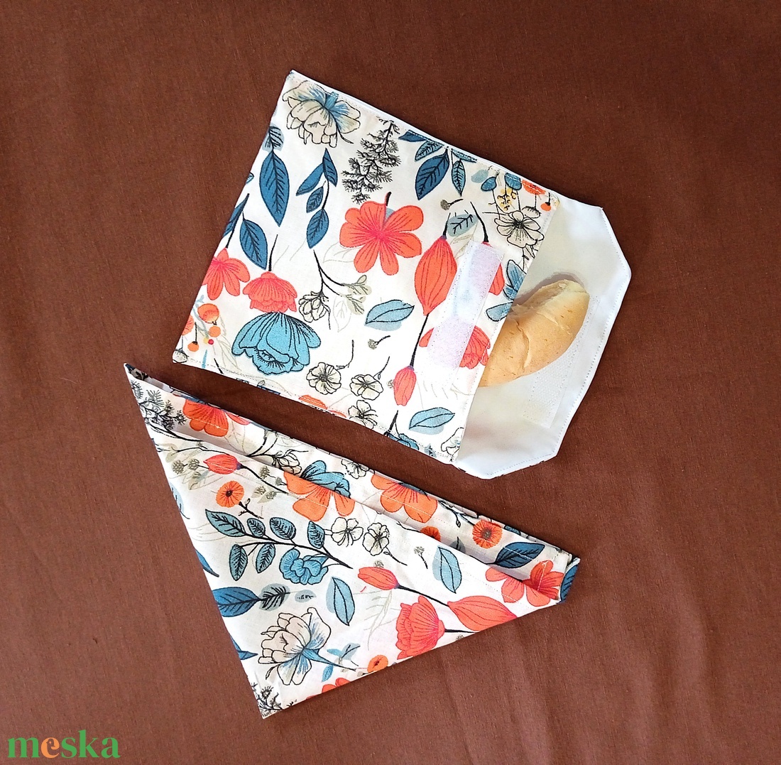  Snack bag szett textil szalvétával - mezei virágok - táska & tok - uzsonna- & ebéd tartó - szendvics csomagoló - Meska.hu