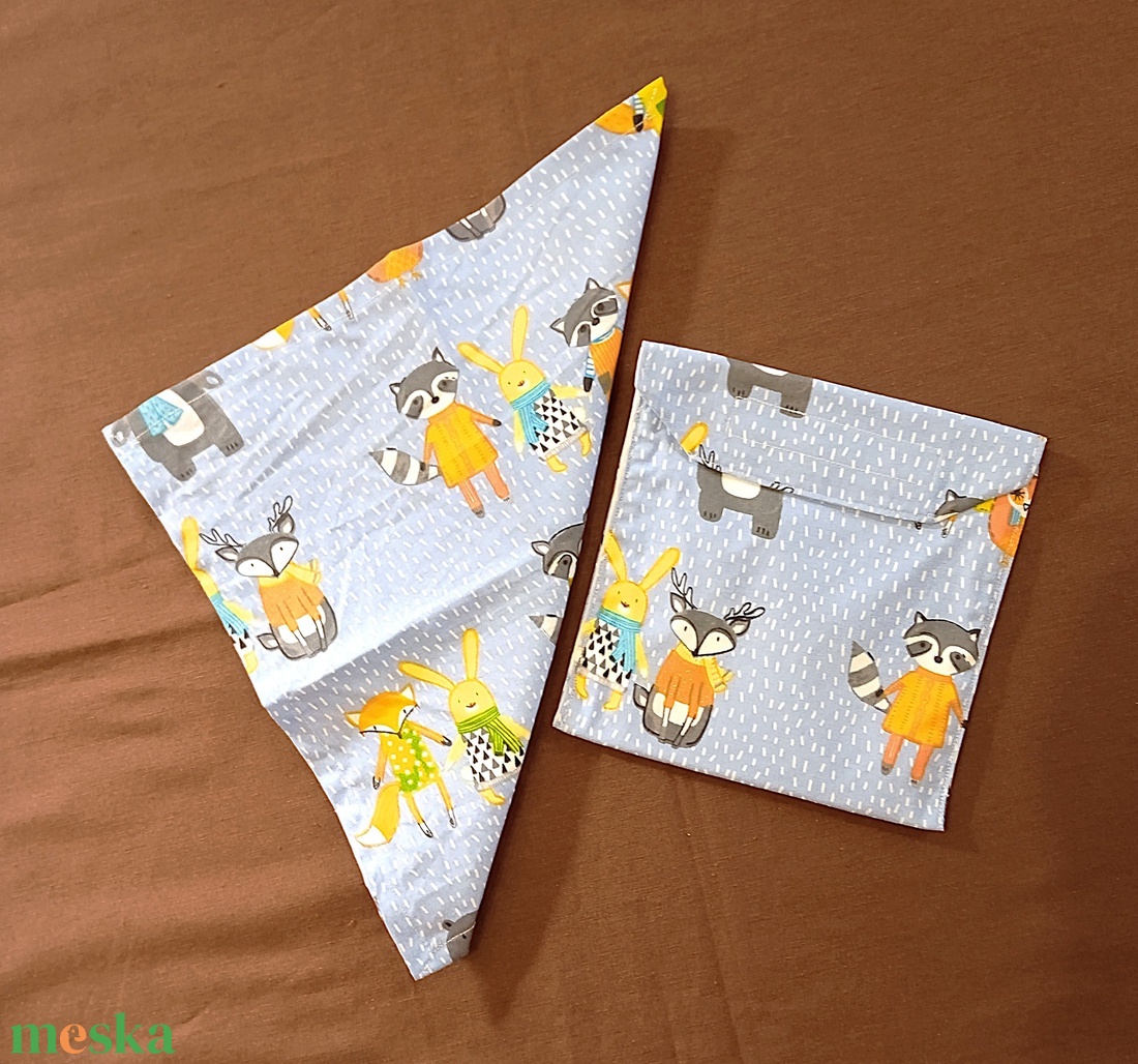  Snack bag szett textil szalvétával - erdei állatok - táska & tok - uzsonna- & ebéd tartó - szendvics csomagoló - Meska.hu