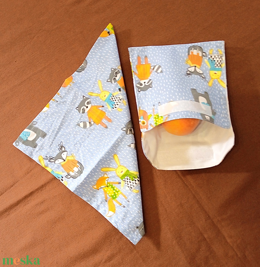  Snack bag szett textil szalvétával - erdei állatok - táska & tok - uzsonna- & ebéd tartó - szendvics csomagoló - Meska.hu