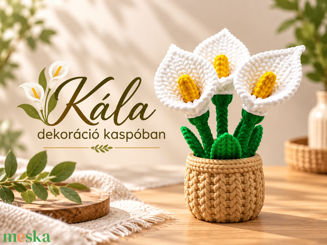 Kála dekoráció kaspóban - otthon & életmód - virágdekoráció - virágdíszek - asztali virágdísz - Meska.hu