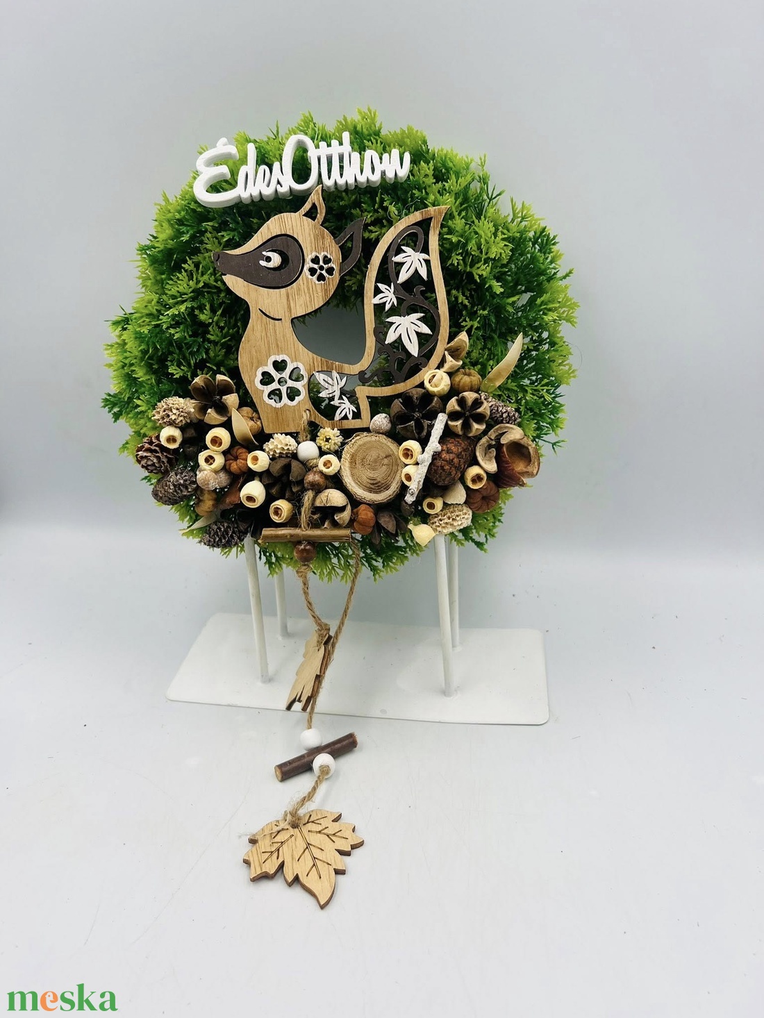 Őszi ajtódísz natur színekkel - otthon & életmód - dekoráció - asztal és polc dekoráció - asztaldísz - Meska.hu