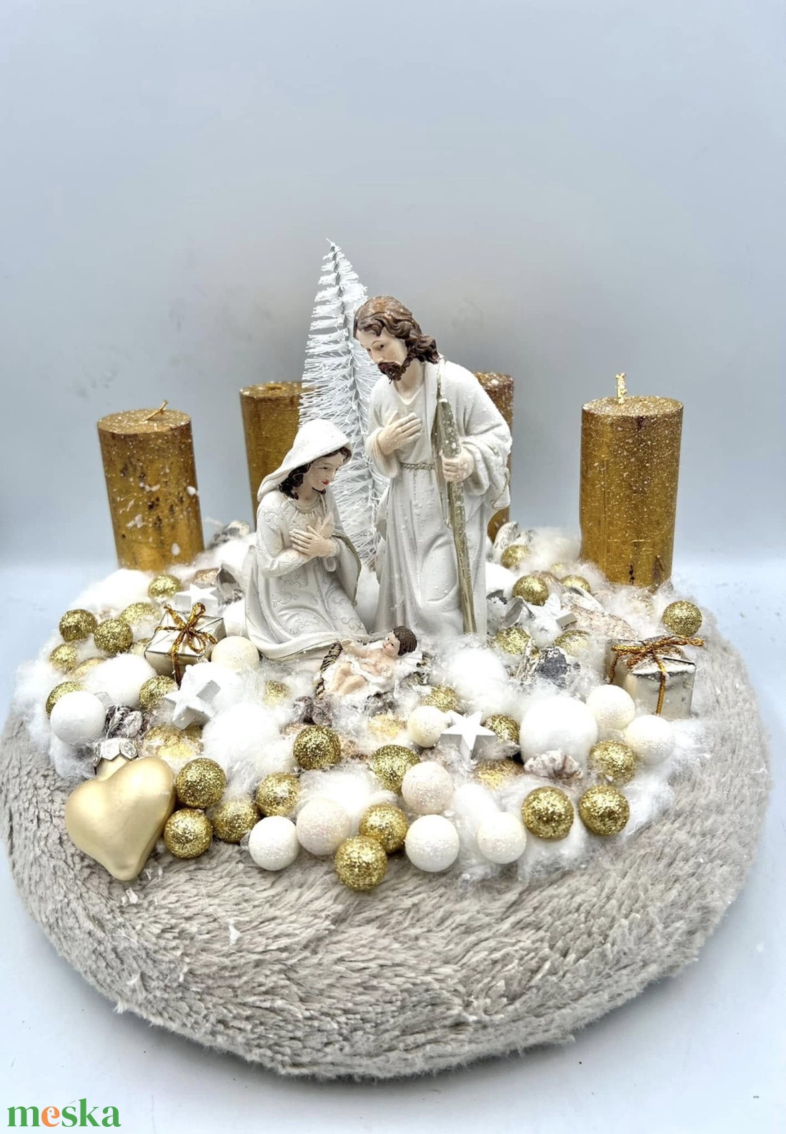 Szent családos adventi fehér/arany bézs - karácsony - adventi díszek - adventi asztaldísz - Meska.hu Szent családos adventi fehér/arany bézs - karácsony - adventi díszek - adventi asztaldísz - Meska.hu