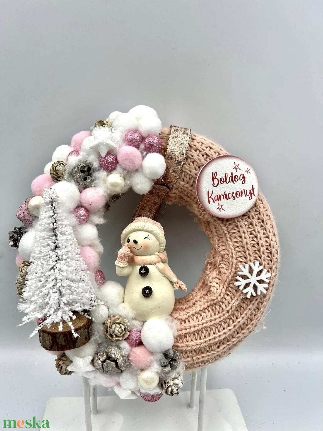 Hóemberes ajtó dísz  - karácsony - karácsonyi lakásdekoráció - karácsonyi ajtódíszek - Meska.hu