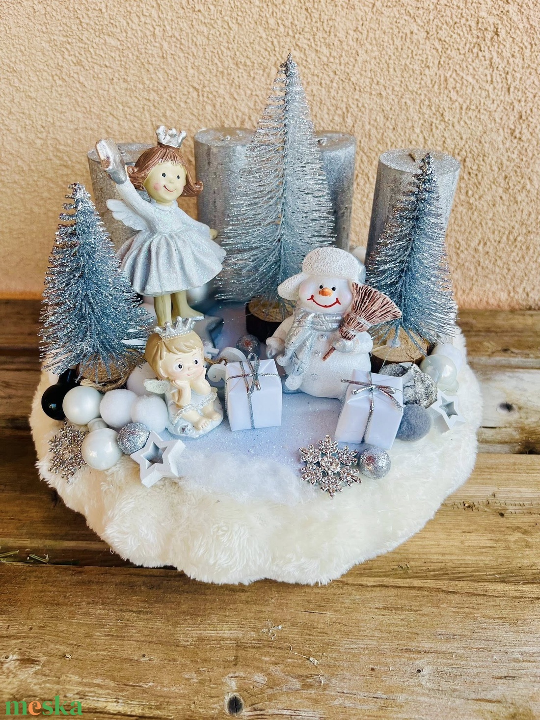 Ezüsterdő karácsonya  Téli mese adventi asztaldísz - karácsony - adventi díszek - adventi asztaldísz - Meska.hu
