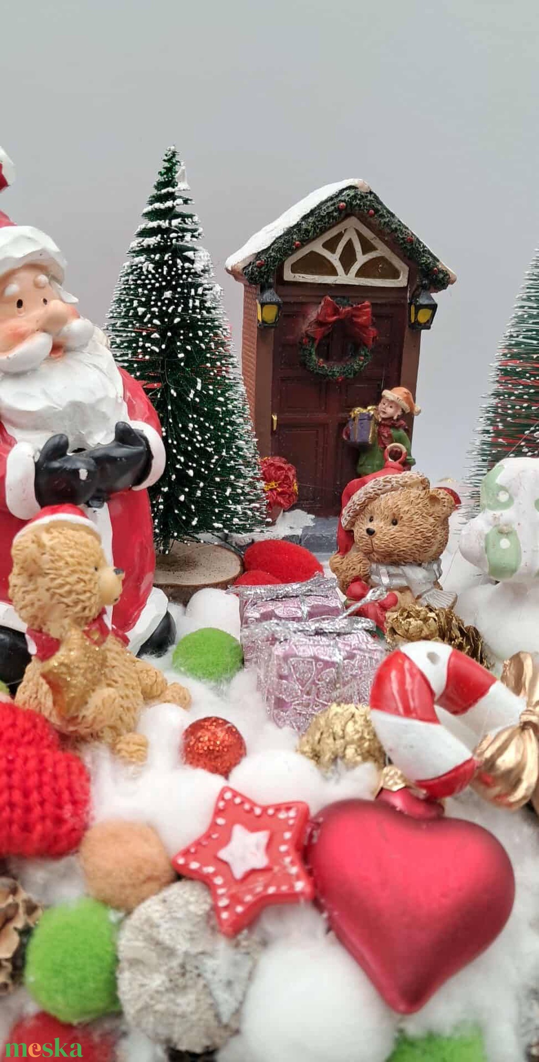 Piros Mikulásos Adventi Asztaldísz  Extra Kivitel, 33 cm - karácsony - adventi díszek - adventi asztaldísz - Meska.hu