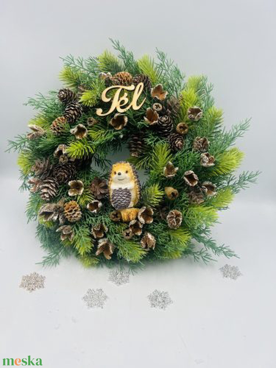 Téli sünis ajtódísz - karácsony - adventi díszek - adventi gyertyadíszek és koszorúdíszek - Meska.hu