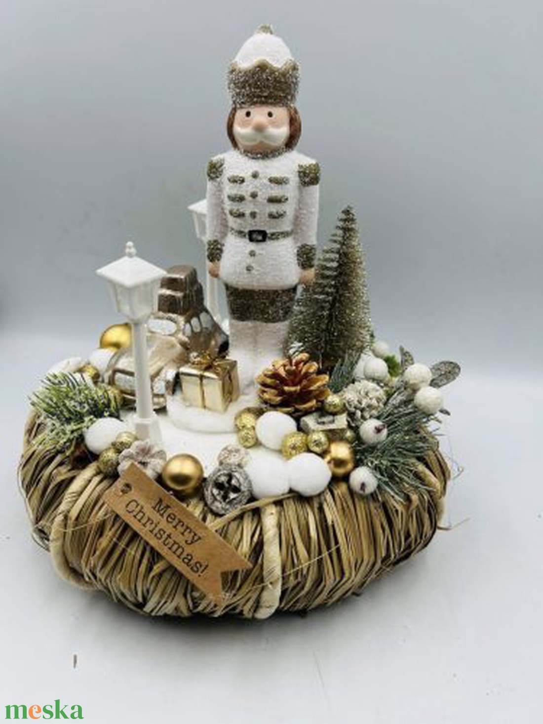 Diótörős Asztaldísz � 25 cm, Gyertya Nélküli, Arany Színben - karácsony - adventi díszek - adventi asztaldísz - Meska.hu