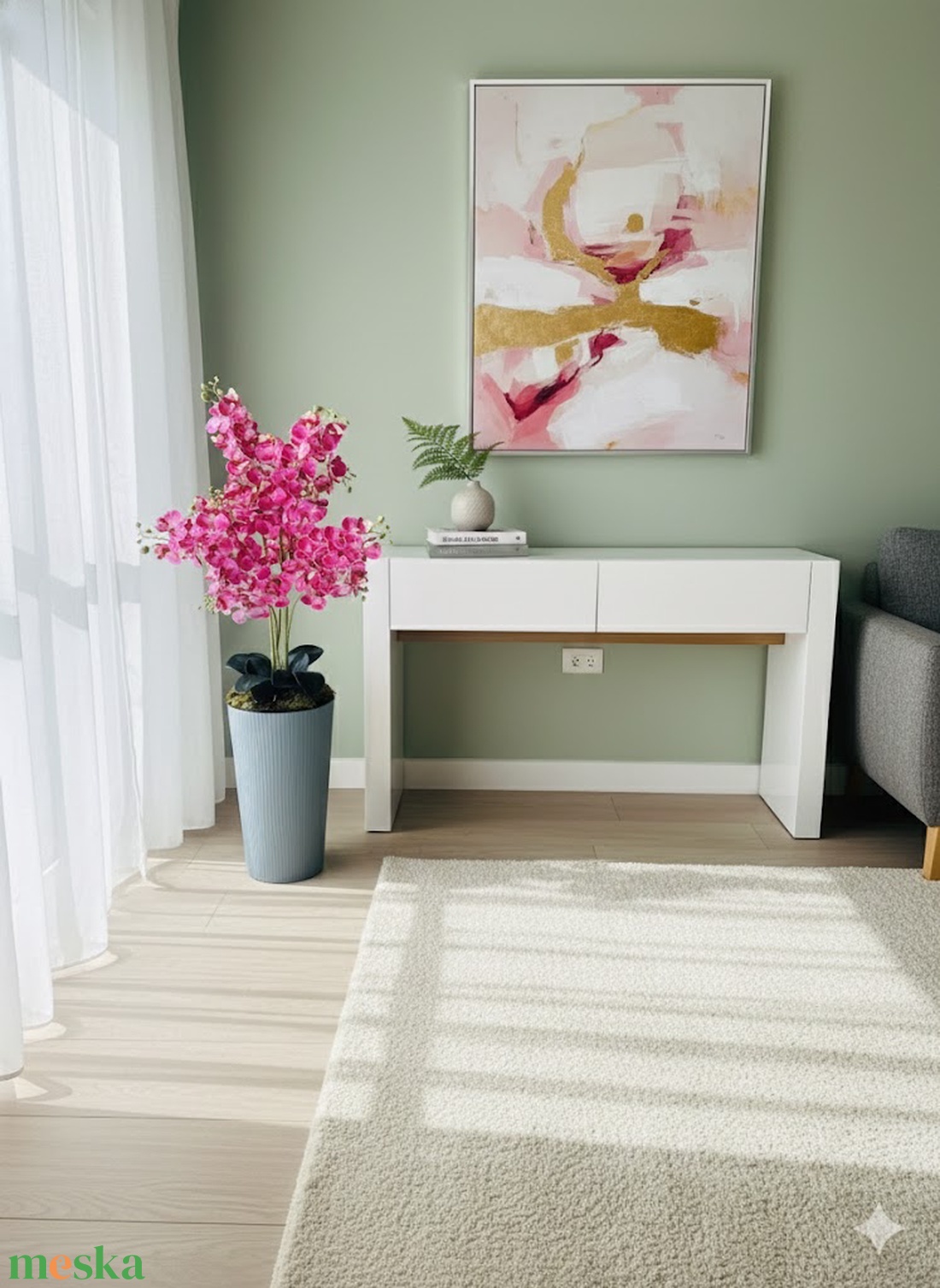 Padlóvázás mű orchidea kaspóban � kb. 90 cm, élethű kivitel - otthon & életmód - dekoráció - asztal és polc dekoráció - asztaldísz - Meska.hu