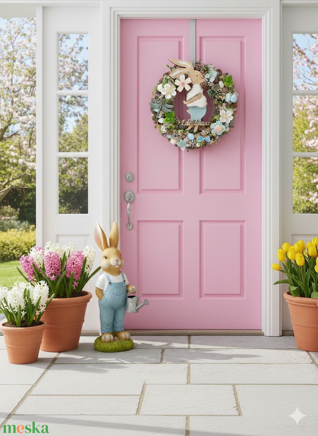 Húsvéti nyuszis ajtódísz - otthon & életmód - dekoráció - ajtó- és ablak dekoráció - ajtódísz & kopogtató - Meska.hu
